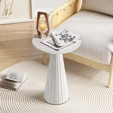 Pedestal 13.5 in.Width White Round Solid Wood End Table PH03095-1 Free Shipping