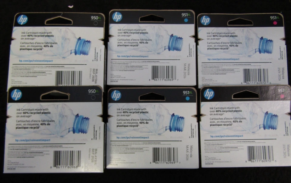 LOTE DE 6 Cartuchos de Tinta HP 951XL/950XL Alto Rendimiento Genuinos Foto 2 de 2