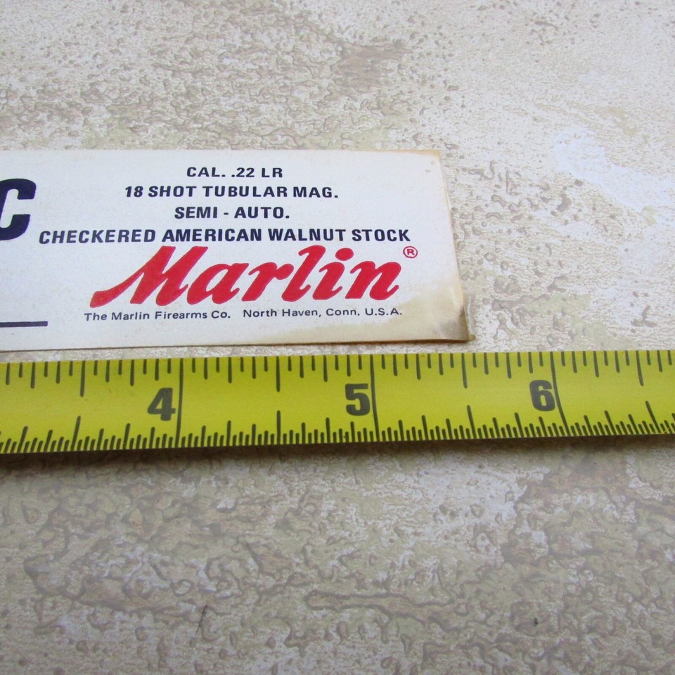 Vintage Marlin Firearms Box Sticker, Decal, Label, 99C .22 Long Rifle ...