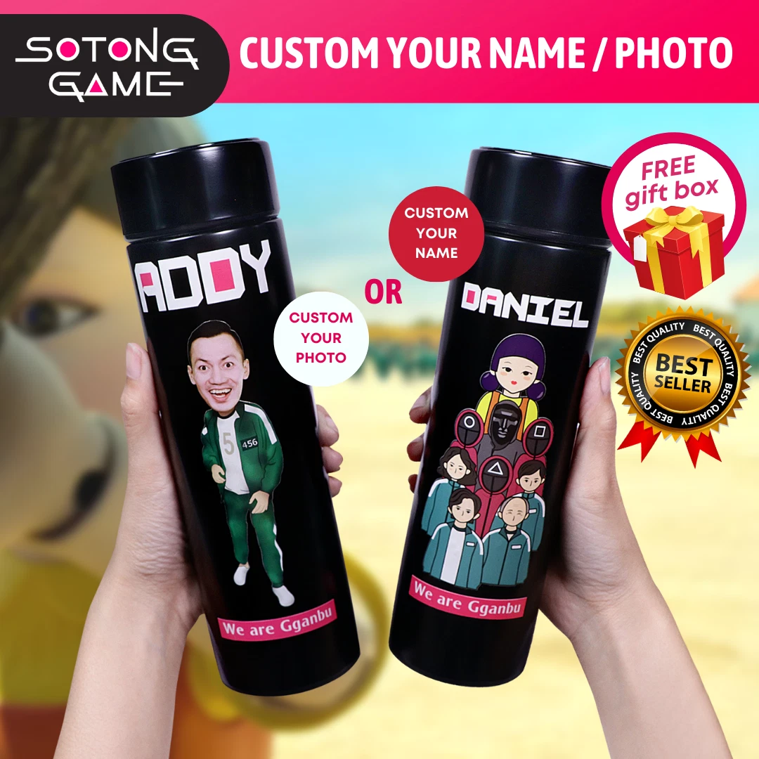 Squid Game Thermos Bottle Personalised Gift Custom Name Photo Thermos Flask  Led