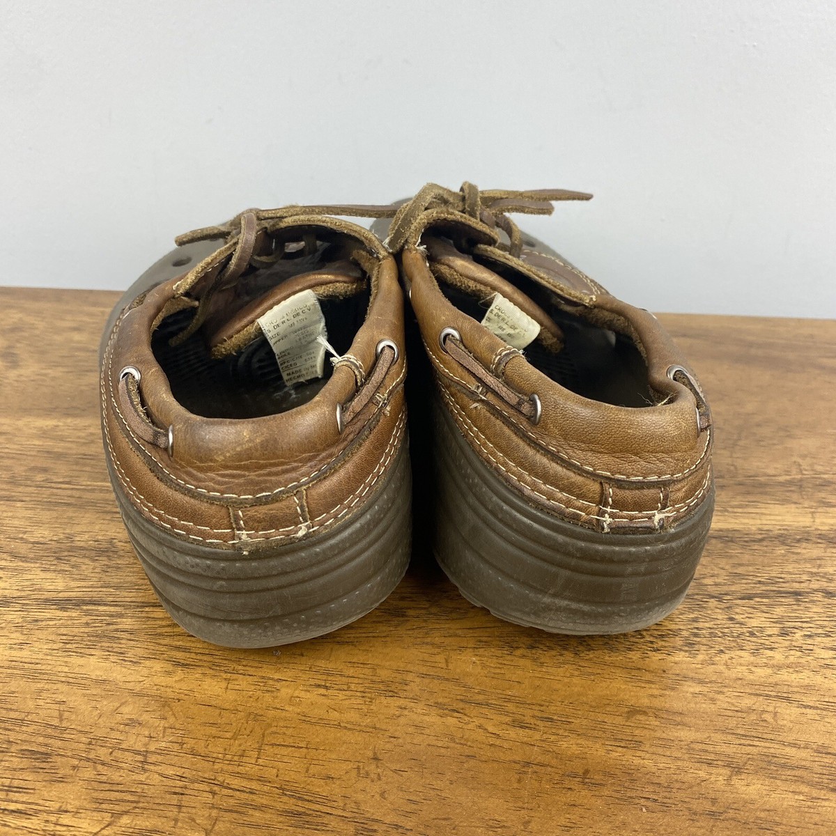 Crocs Islander Pitcrew Brown Leather Clogs Boat Comfort 