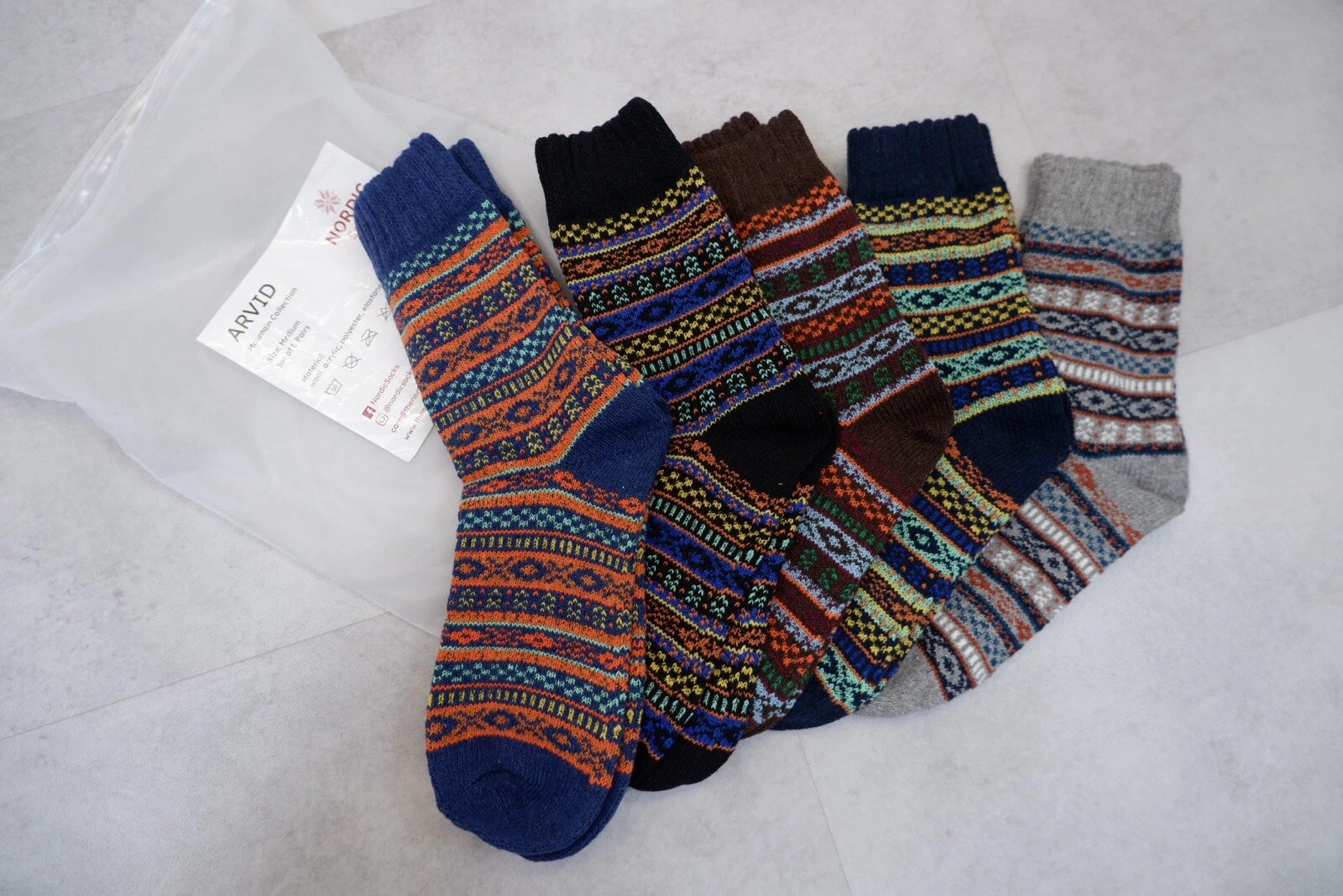 Nordic Norway NEW Unisex Wool Sock Size M Medium 5 Pack AVRID