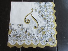 TRUE Vintage CAROL STANLEY Handkerchief  INITIAL GOLD BORDER NEW OLD STOCK 34 