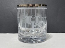 Kentucky UK Wildcats Etched Football Rocks Glass with Prism Base  Silver Rim
