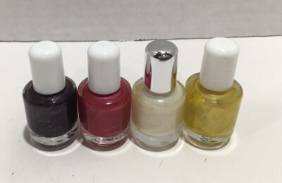 Nail Polish- Set of 4 Mini Bottles: White, Pink, Yellow & Purple
