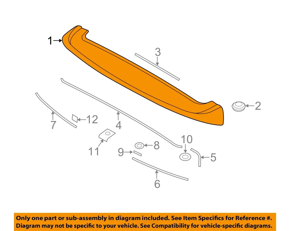 Used Rear Spoiler fits: 2011 Kia Sorento high mounted stop lamp Rear Grade A - Изображение 3 из 4
