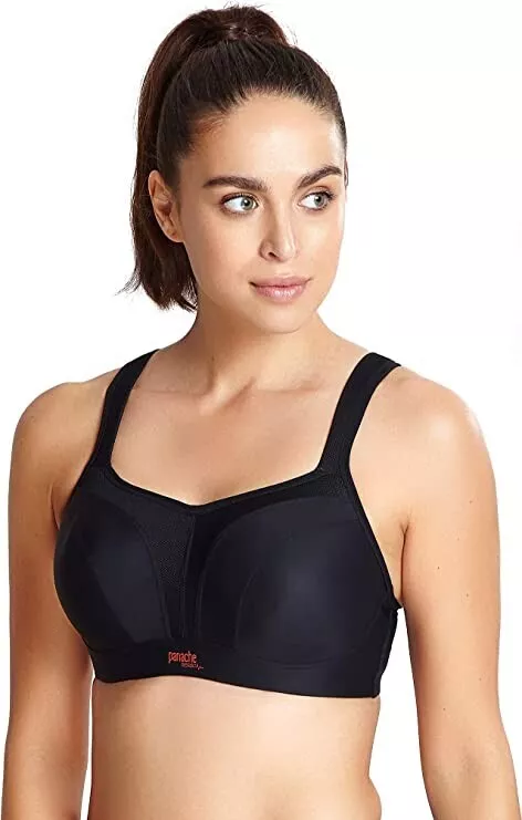 Panache Underwired Sports Bra 34GG Black Women's 5021 MAX SUPPORT