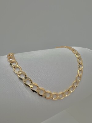 Damen - massives 9 kt Gelbgold flaches Panzerarmband 4,2 mm breit - 7,5 Zoll