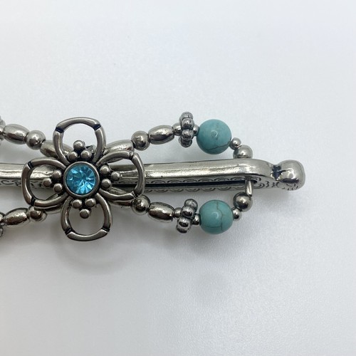 TRANQUILITY XS Lilla Rose Flexi 8 Hair Clip 2461 Teal Cross Silver LEFT