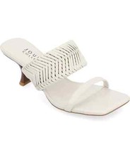Journee Monyka Women's Double Band Dress Sandals Ivory Faux Leather US Size 7 M