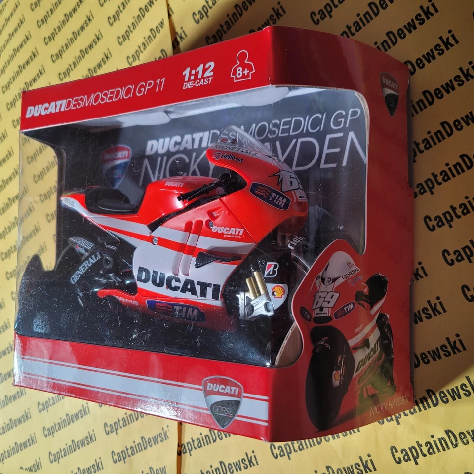 NICKY HAYDEN 1:12 ¡Nuevos juguetes Ray réplica fundida a presión! RARO Ducati Desmosedici GP11 Foto 3 de 4