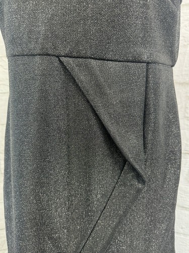 Top Shop Pencil Dress Black Silver Sparkly Size 8 Petite Crossover Slit BNWT - Picture 6 of 12