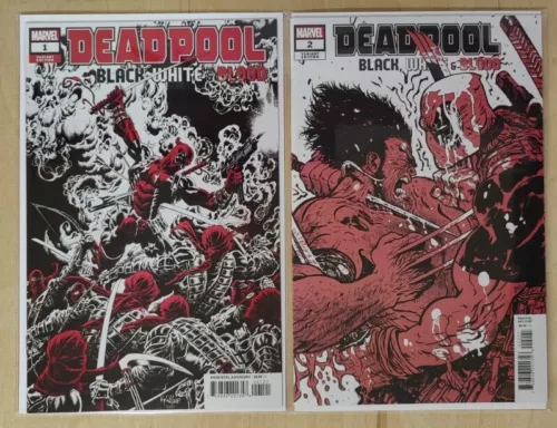 DEADPOOL BLACK WHITE AND BLOOD #1 & #2 VARIANT COVER SET NM/NM+/UNREAD 2021