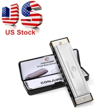 CONJURER Blues Harmonica for Adult Beginners 10 Hole Diatonic Harmonica Sliver