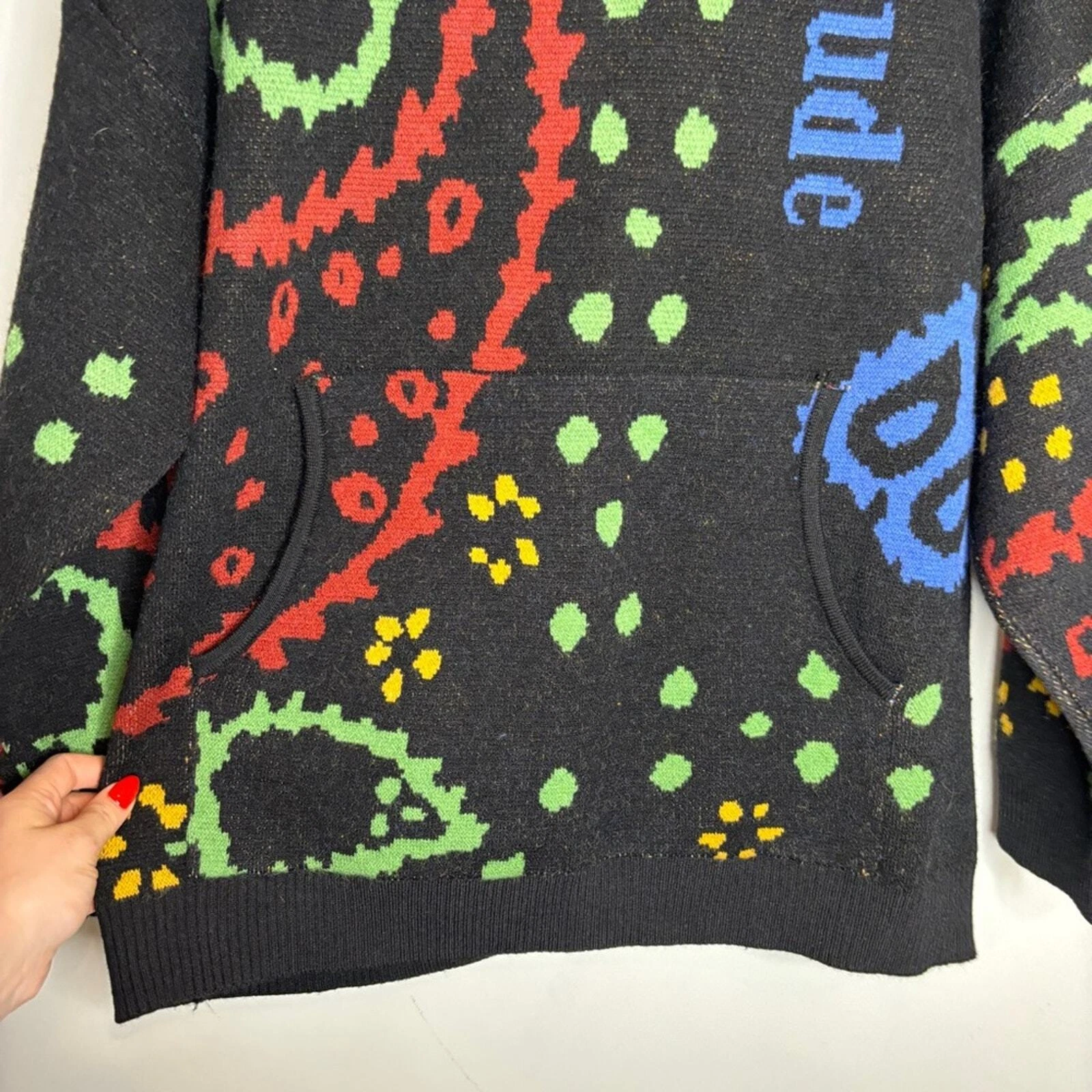 Felpa con cappuccio Rhude Knit rosso nero