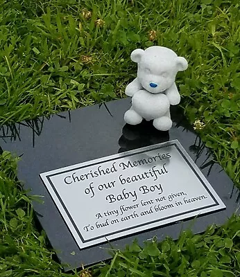 CCONLINEPRODUCTS Personalised Solid Granite Memorial Grave Marker Plaque Stone Baby Boy Girl
