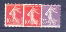 FRANCE ANNEE COMPLETE 1906 YVERT N° 134/136 , 3 TIMBRES SEMEUSE NEUFS xx TB- TTB