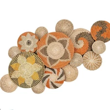 Set Of 2 Woven Seagrass Wall Decor Basket Wicker Basket Boho Farmhouse Wall Gift