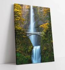 WATERFALL 2 CANVAS WALL ART FLOAT EFFECT/FRAME/PICTURE/POSTER PRINT- WHITE BLUE