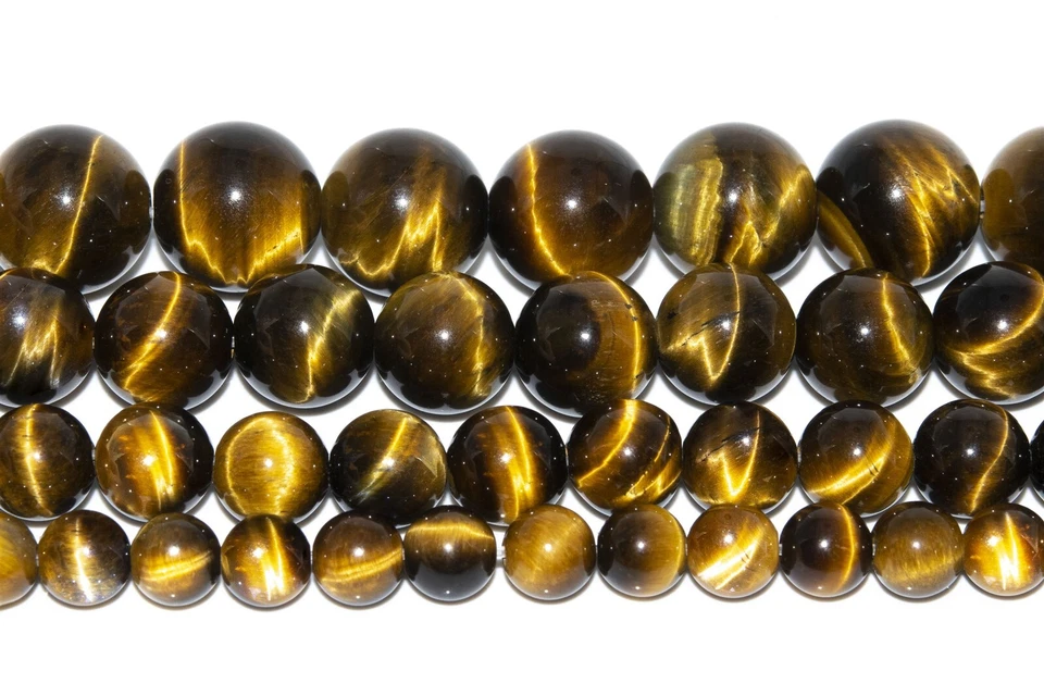 Natural Yellow Tiger Eye Beads Grade AAA Round Loose Beads 4-5/6/8/10/12/15-16MM - Image 3 of 3