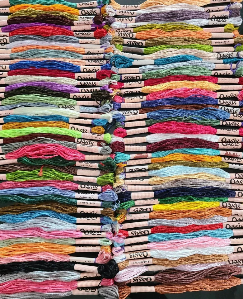 100 Shiny Silk Rayon Cross Stitch Embroidery Threads Lot Embroidery Thread Floss - Image 2 of 4