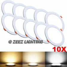 10 Pack 18W 8-Inch Round Warm White Canless LED Recessed Ceiling Wafer Can Light