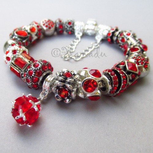 July Birthstone Ruby Red European Charm 
