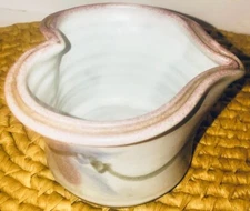 RARE POTTERY HEART SHAPE Water Colored Flowers All Around Candle Holder