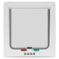 Cat Door- 4-Way Locking Option, Weatherproof  Secure Flap Medium, White