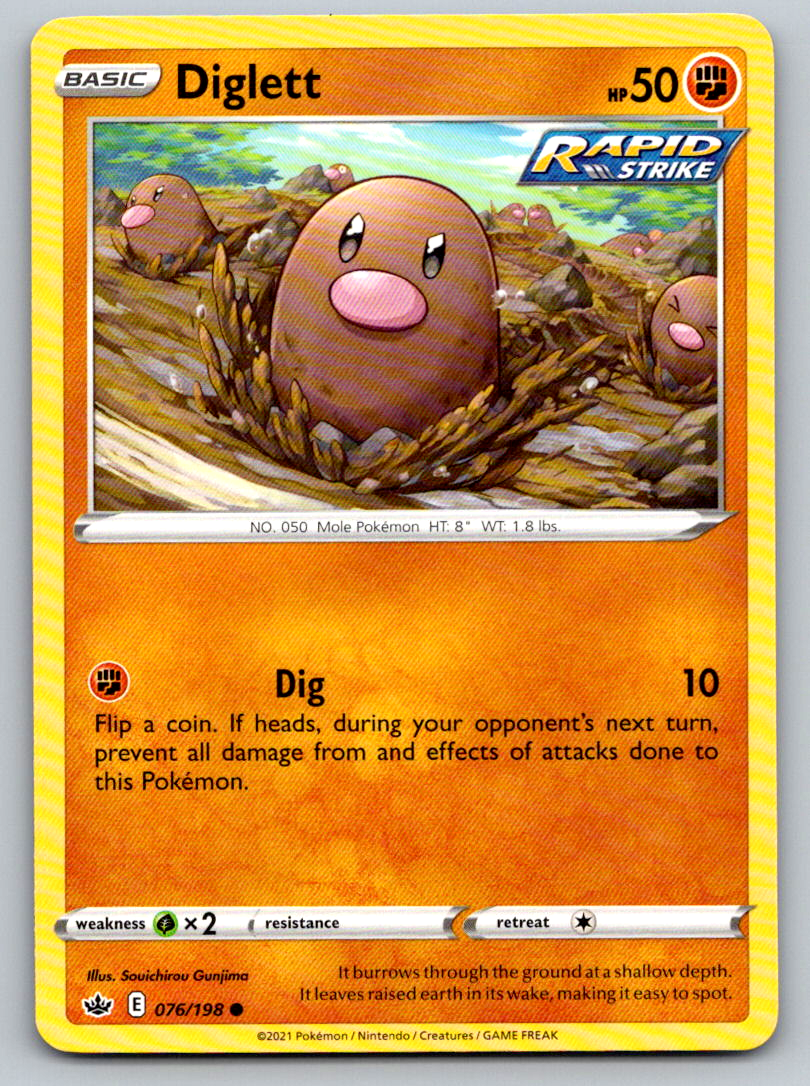 Diglett 076/198 Common SWSH06: Chilling Reign Pokemon Near Mint