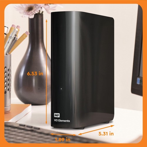 WD 12 TB Elements Desktop External Hard Drive - USB 3.0, Black 12TB - Picture 5 of 7