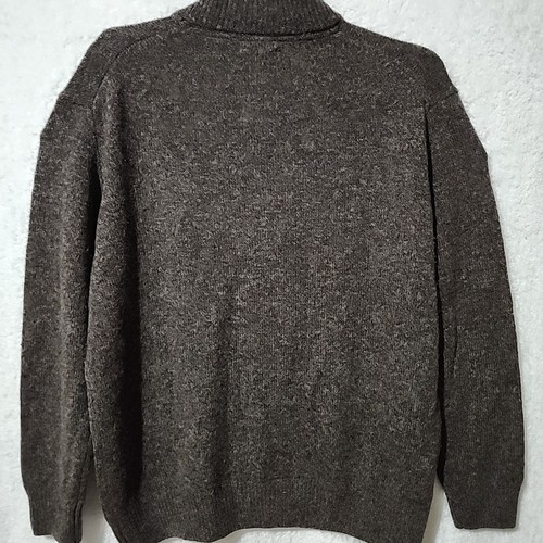 Enzo Mantovani Men M Brown 100% Wool Knit Long Sleeve Pullover Sweater Button - Picture 5 of 5