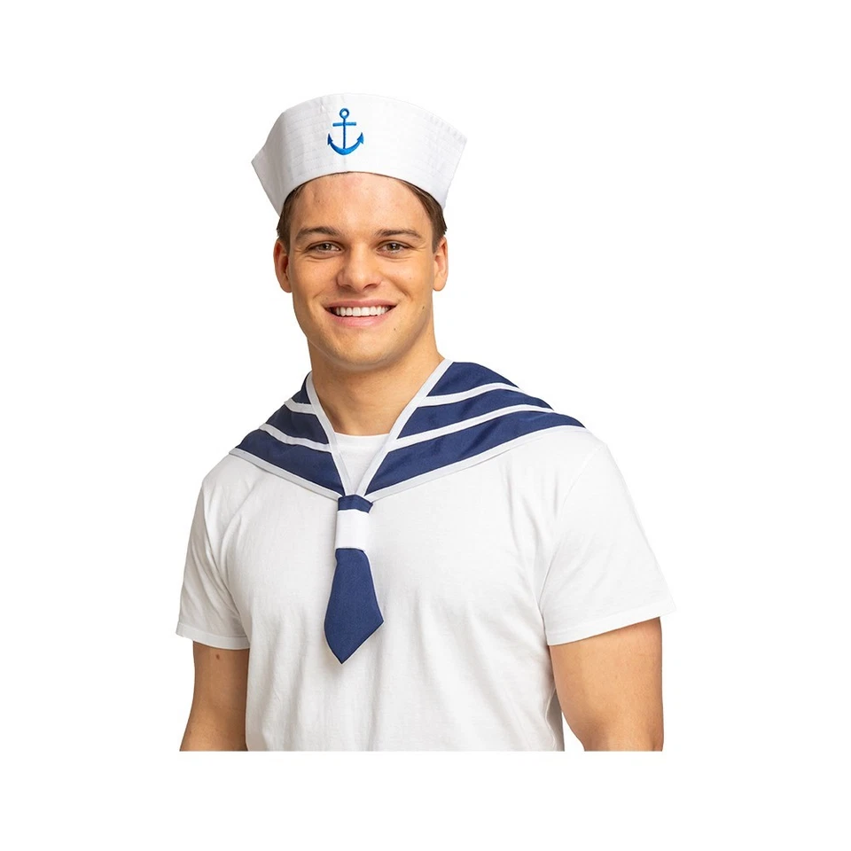 Ladies Sailor Set Costume Outfit Doughboy Hat and Collar Nautical Accessory Kit - image 3 of 3