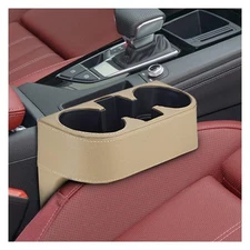 Car Cup Holder, PU Leather Auto Front Console Gap Filler Organizer, Multifunc...