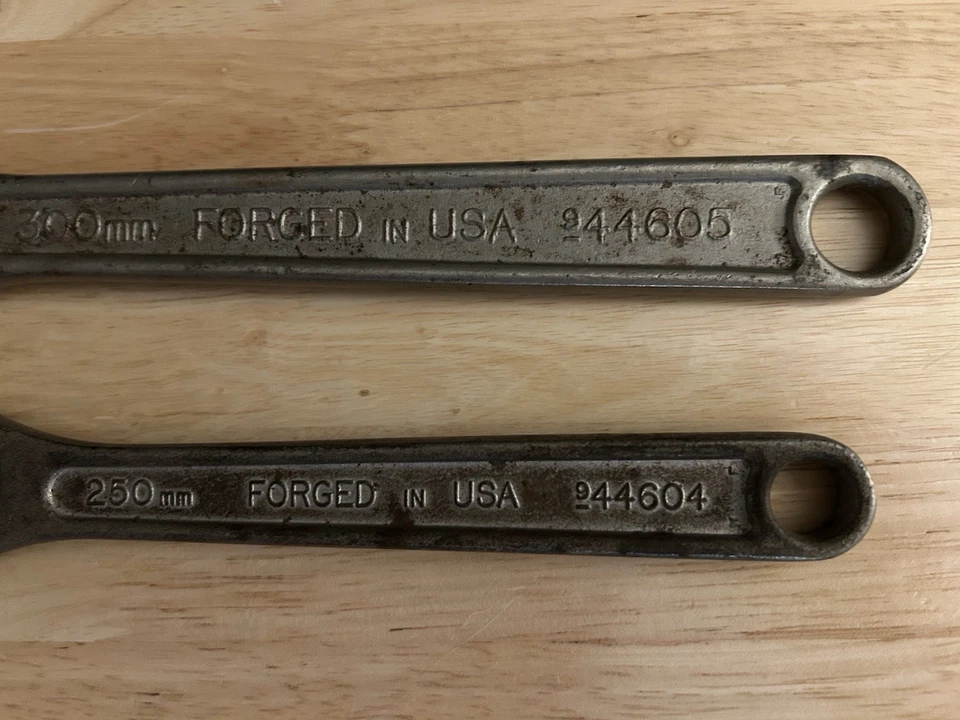 "Llaves ajustables Craftsman 44605 y 44604 12"" y 10"" usadas hechas en EE. UU." Foto 4 de 4