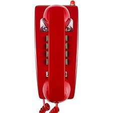 Retro Wall Phone Landline Mechanical Ringer Corded Telephone Old Style Red