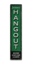 Hangout Rustic Distressed Sign, Personalized Wood Sign
