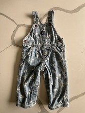 Vtg OSHKOSH BABY Daisy Floral B'GOSH 12 M Overalls Bib Denim VestBak Blue Lined