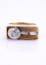 Art Deco 14K Gold Old European Cut Diamond Ring .80 CT Center Ring Size 5.5