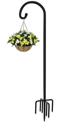 60 inch Outdoor Shepherd Hook with Upgraded 7 Prong Base (1 Pack), Adjustable...