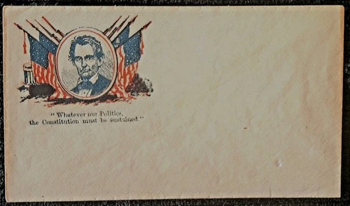 Civil War Patriotic - Rare Beardless Abe Lincoln in Oval Surrounded by Flags