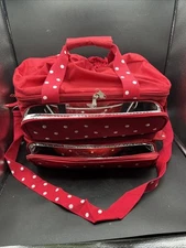 Temp-tations Presentable Ovenware Red Polka Dot Travel Bag Oval Baker Set *Read*