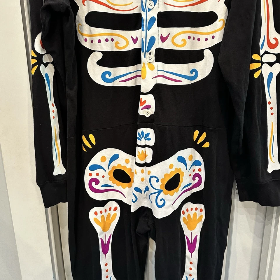 Old Navy Halloween One-Piece Skeleton Jumpsuit Pajamas Size XL Day of the Dead - Image 3 of 4