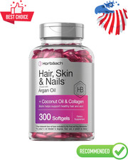 Hair Skin and Nails Vitamins | 300 Softgels | Biotin and Collagen | by Horbaach