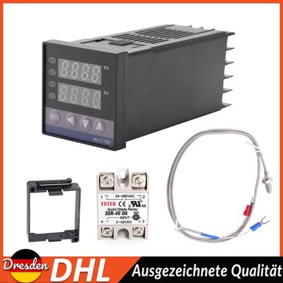PID Temperaturregler Anzeige REX-C100 eingestellt+K Thermoelement 40A SSR -
