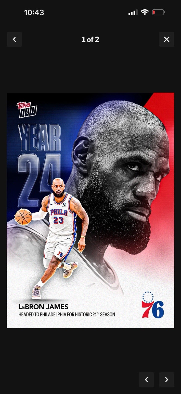 2026-27 NBA Topps Now #OS03 LeBron James Philadelphia 76ers - PRESALE