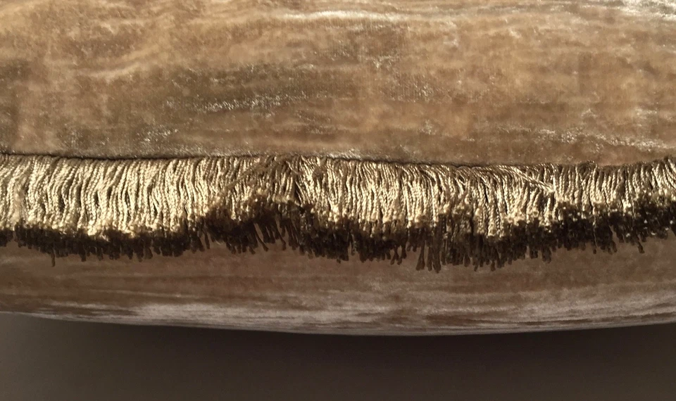 Anke Drechsel Kissen PLAIN Silver Fringe Platinum Beige  Seiden Samt Cushion - Bild 4 von 4