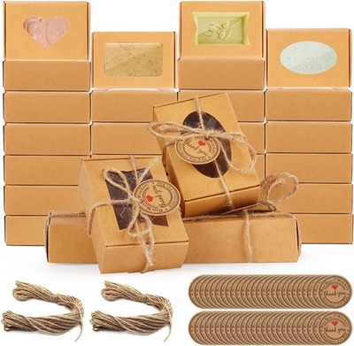 60 PCS Soap Boxes for Homemade Soap 3.55 X 2.4 X 1.2 Inch Small Soap Packagin...