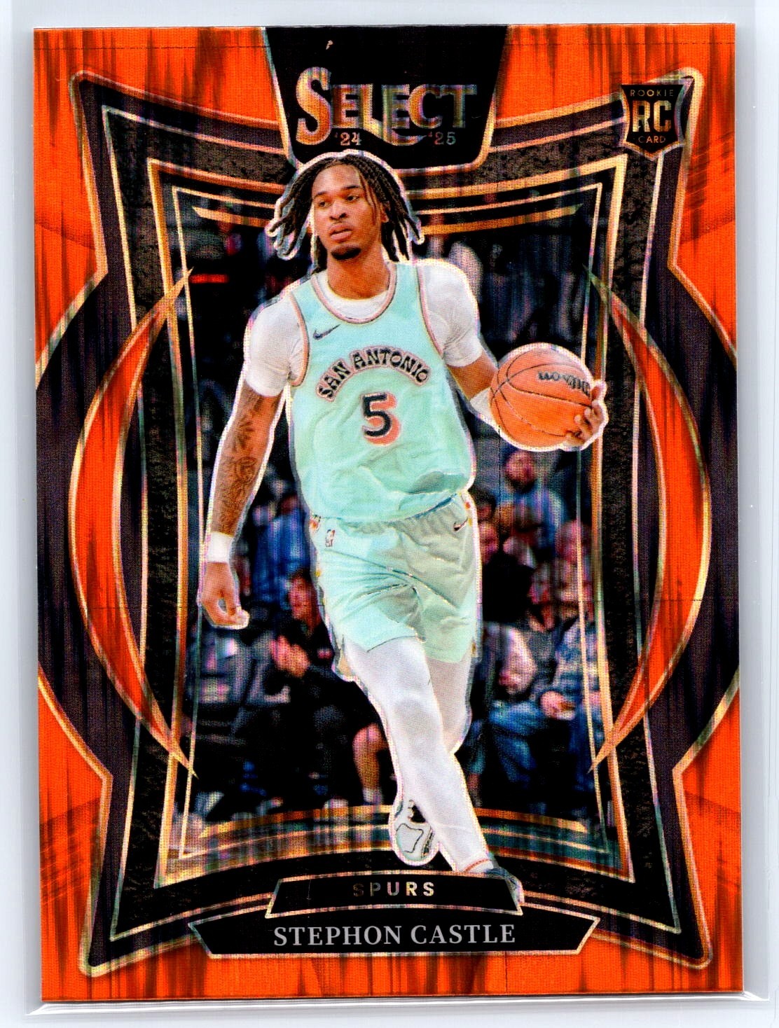 2024-25 Panini Select - Concourse Stephon Castle #72 Orange Flash Prizm (RC)