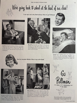 Pullman Company Chicago Train Car Safest comfortable School VTG Print Ad 1948
